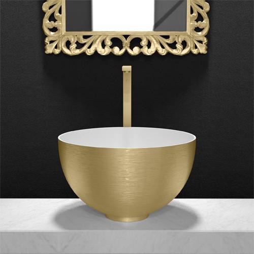 bathroom sink countertop round large luxury gold Ø48,5 Glass Design Cocoon Metal