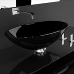 Νιπτηρας μπανιου γυαλινος μοντερνος μαυρος επιτραπεζιος οβαλ Collier