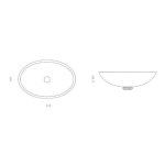 Oval counter top wash basin Collier by Italian Glass Design Dimensions