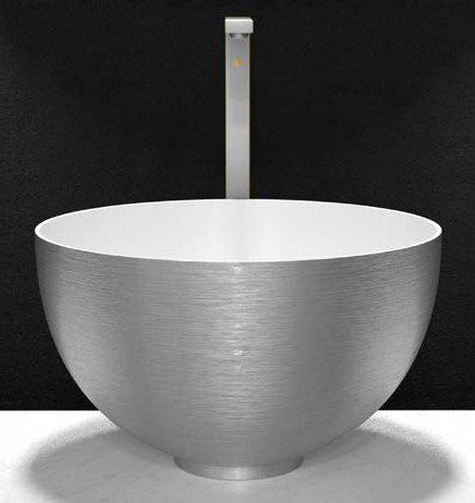 table top wash basin round large dark inox Ø48,5 Glass Design Cocoon Metal