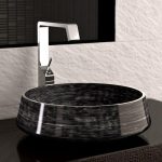 Luxury round black silver table top wash basin Ø42 Glass Design Exte’