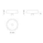 Exte round counter top wash basin by Italian Glass Design dimensions 420 x 145