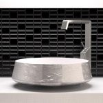 bathroom sink countertop round modern white silver Ø42 Glass Design Exte Lux