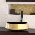 Glass Design Exte Lux Gold Black Round Countertop Wash Basin Ø42