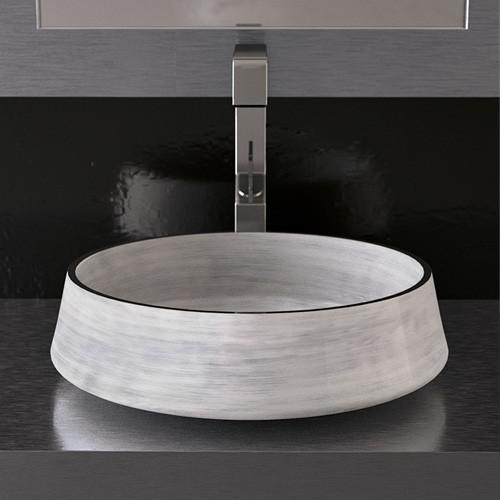 White Silver round basin Exte Lux Glass Design