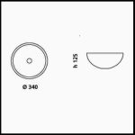 Flare 34 counter top wash basin by Italian Glass Design dimensions 340 * 125