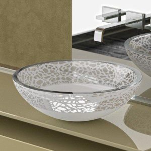 Round Countertop Wash Basin Ø34 Glass Design Flare Clear