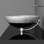 bathroom sink countertop round italian black silver leaf Glass Design Flare Tech