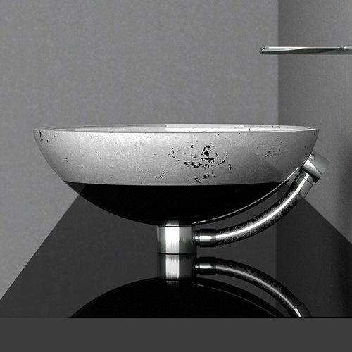 hand wash basin round modern italian black silver leaf Ø44 Glass Design Flare Tech
