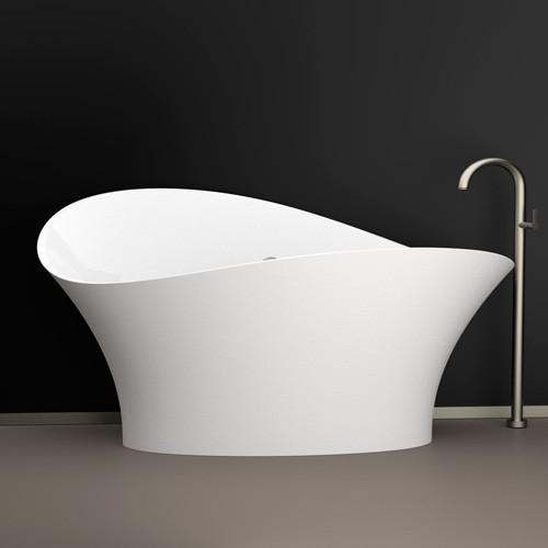 Flower Style White Matt Glass Design Luxury Oval Free Standing Bath Tub 175x83 cm