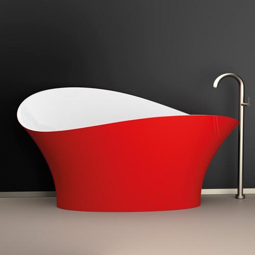 Flower Style Ferrari Red Glass Design Luxury Oval Free Standing Bath Tub 175x83 cm