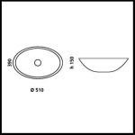 Flou oval counter top wash basin by Italian Glass Design dimensions 51 x 39