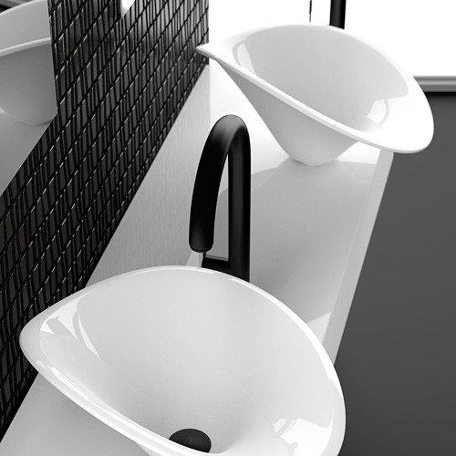 bathroom wash basin white luxury italian 46x30 Glass Design FLOwer