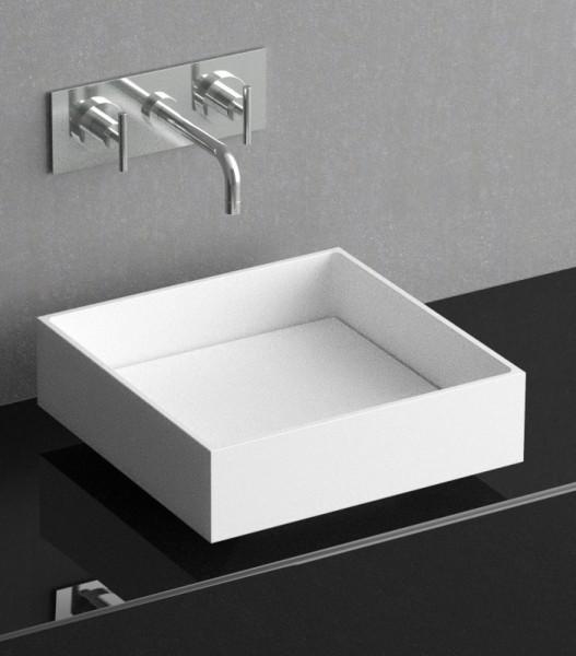 White Square Counter Τop Wash Basin 40x40 Glass Design Four Vision