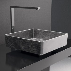 Table top wash basin square luxury silver leaf GLass Design Four Lux
