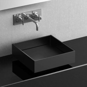 bathroom sink countertop square black modern 40x40 Glass Design Four Vision