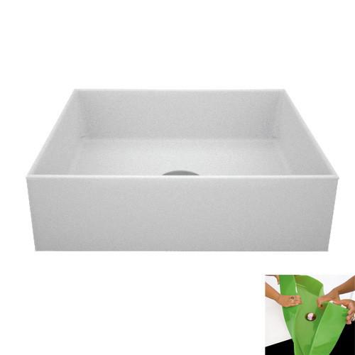 White rectangular countertop basin Gum