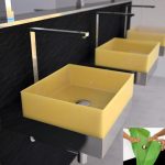 wash basin sink rectangular italian modern 35×30 Glass Design Gum Yellow Silicone