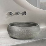 Modern bathroom counter top wash basin round Polo Terra Natural Glass Design