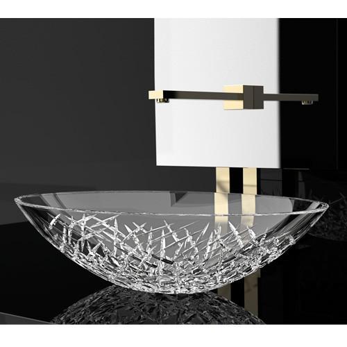 Glass Design Ice Oval Modern Italian Crystal Countertop Wash Basin 51x34,5 cm