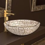 table top wash basin round gold white Ø40 Glass Design Kalahari 40