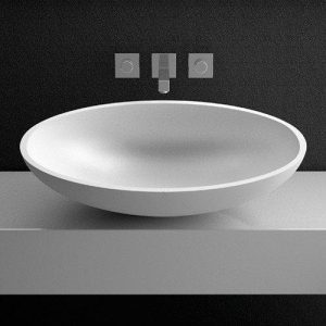 bathroom wash basin white matt oval counter-top 65x49 Glass Design Kool Oversize