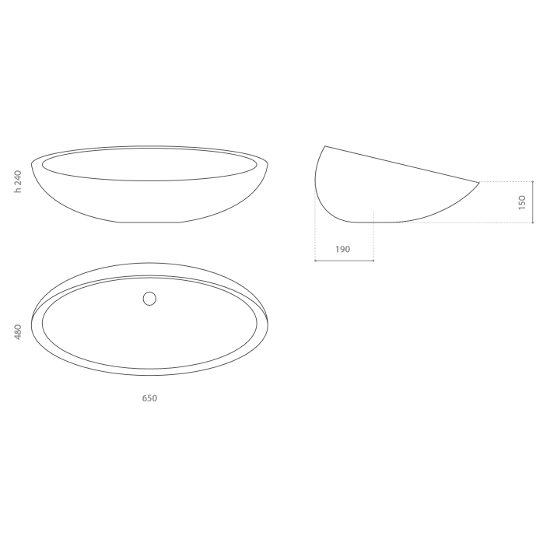 Oval Basin kool oversize dimensions