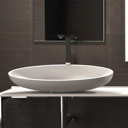 table top wash basin oval white matt modern 65x40 Glass Design Kool XL