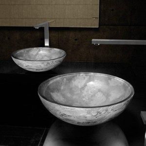 counter top wash basin grey round luxury Glass Design Luna 45