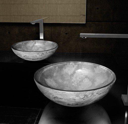 counter top wash basin grey round luxury Glass Design Luna 45