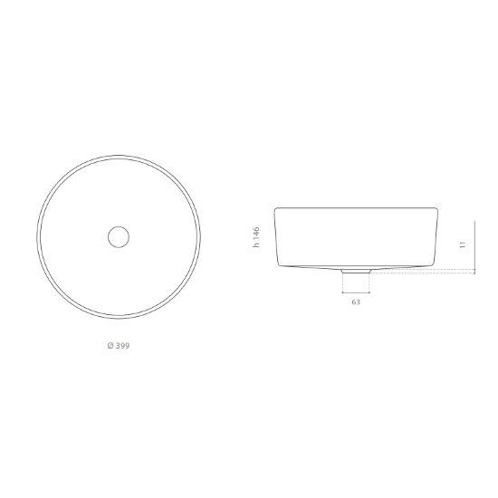Luna Katino round counter top wash basin by Italian Glass Design dimensions 40 * 15