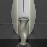 modern pedestal sink free standing round Dame Platinum Glass Design