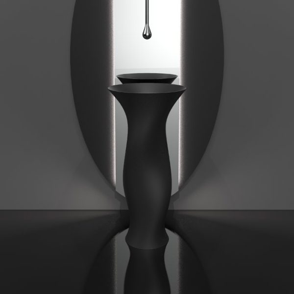 Ultra modern pedestal sinks italian Dame Black Mat Glass Design
