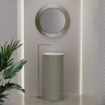 modern pedestal wash basin round italian Tommy Metropole Platinum White Glass Design