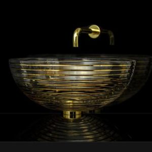 Italian crystal wash basin models round gold clear Astro Glass Design