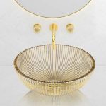 Luxury countertop sink basin gold clear round Volta Glass Design