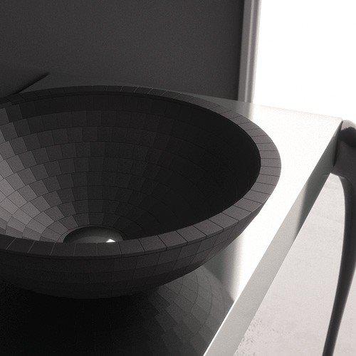 wash basin sink black round modern Ø42 Glass Design Mosaic