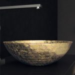 Round counter top basin Gold Mosaic