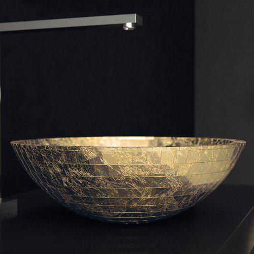 bathroom wash basin round gold luxury Ø42 Glass Design Mosaic