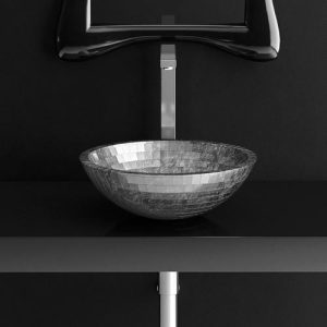 Glass Design Mosaic Silver Leaf Round Counter Top Wash Basin Ø42