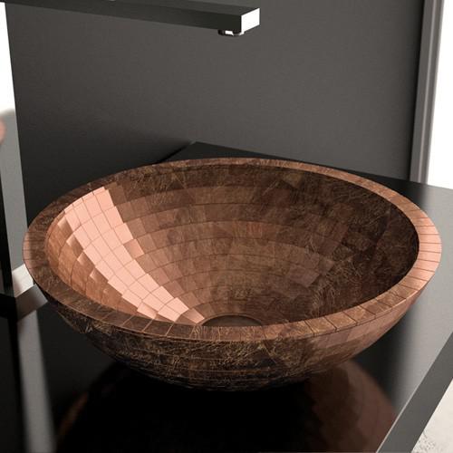 table top wash basin copper round modern Ø42 Glass Design Mosaic
