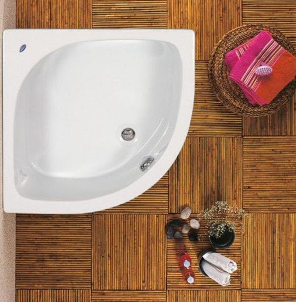 Modern Small Corner Bath Tub Acrylic White 90x90 Acrilan Mykonos