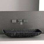 Rectangular counter top wash basin Black Silver Nek