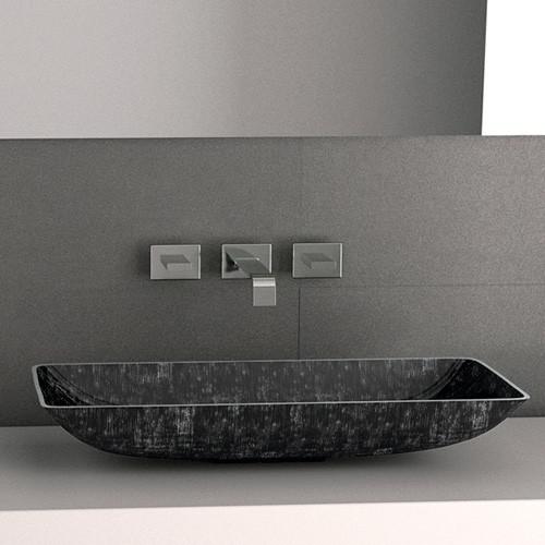 table top wash basin black silver rectangular luxury 62x32 Glass Design Nek