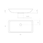 Rectangular counter top wash basin NEK Βrown Βlack by Italian Glass Design dimensions