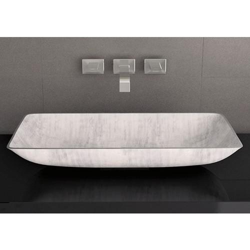 bathroom sink countertop rectangular hand-made 62x32 cm Glass Design Nek White Silver