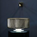 Luxury Italian Round Gold Counter Top Basin Ø33 Glass Design Villa Lux