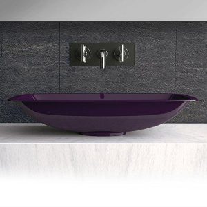Modern Rectangular Counter Top Wash Basin 64x37 cm Glass Design Open Melanzana