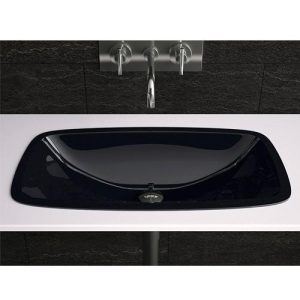 undermount bathroom sink black rectangular italian GLass DEsign Play