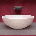 Oval countertop wash basin Travertino White